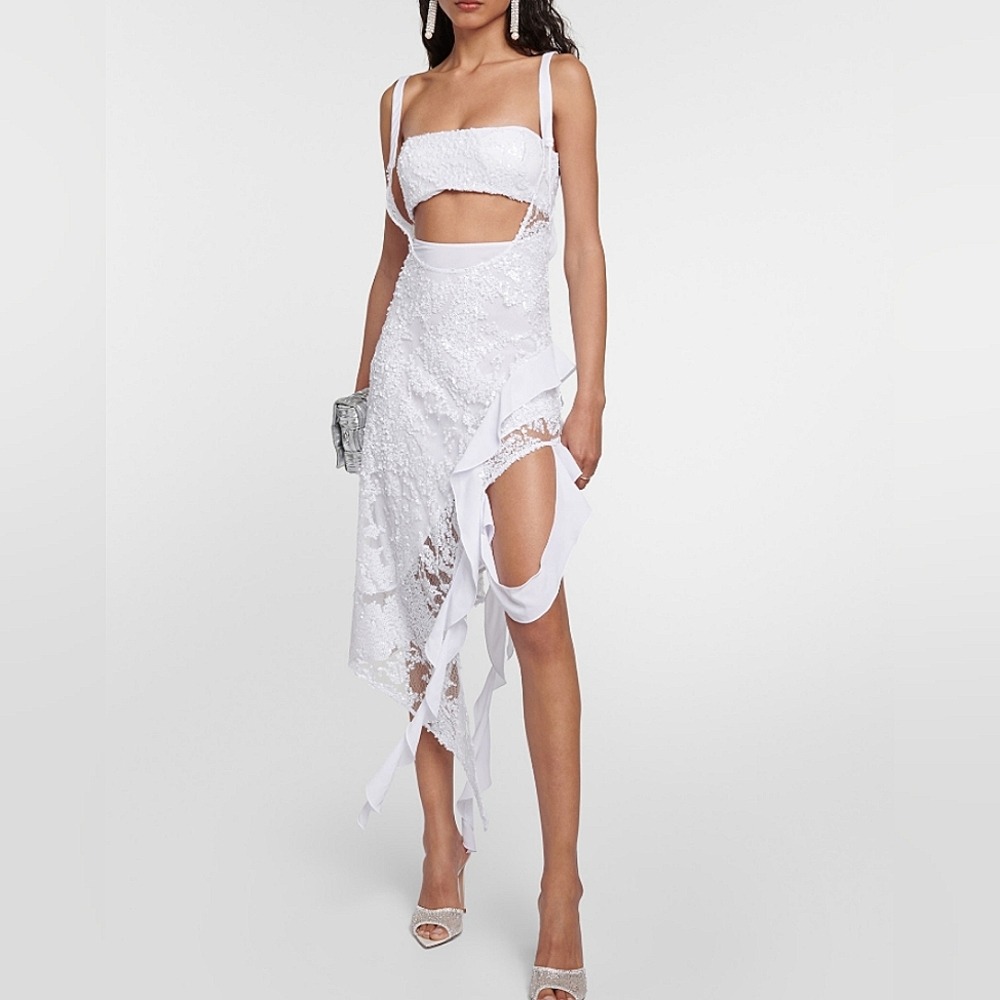The Attico NORA Elegant White Lace Dress, Size EU 38 - Picture 5 of 16
